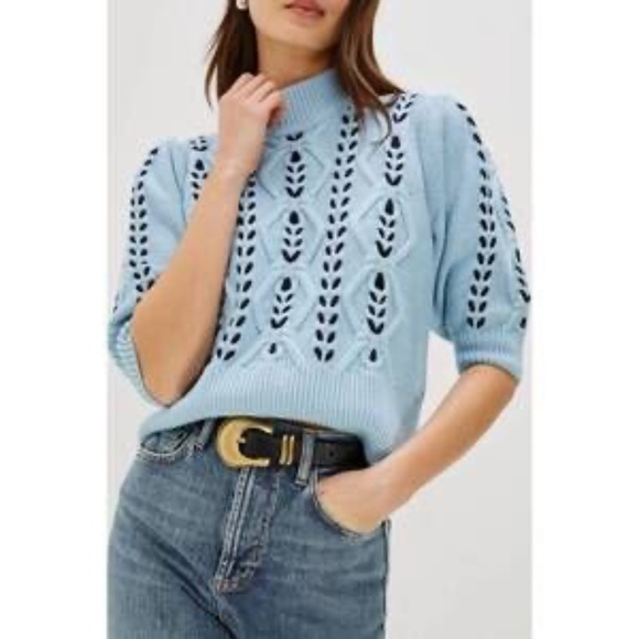 RAILS women's addy mock neck sweater in sky navy cables size XS - Picture 3 of 6